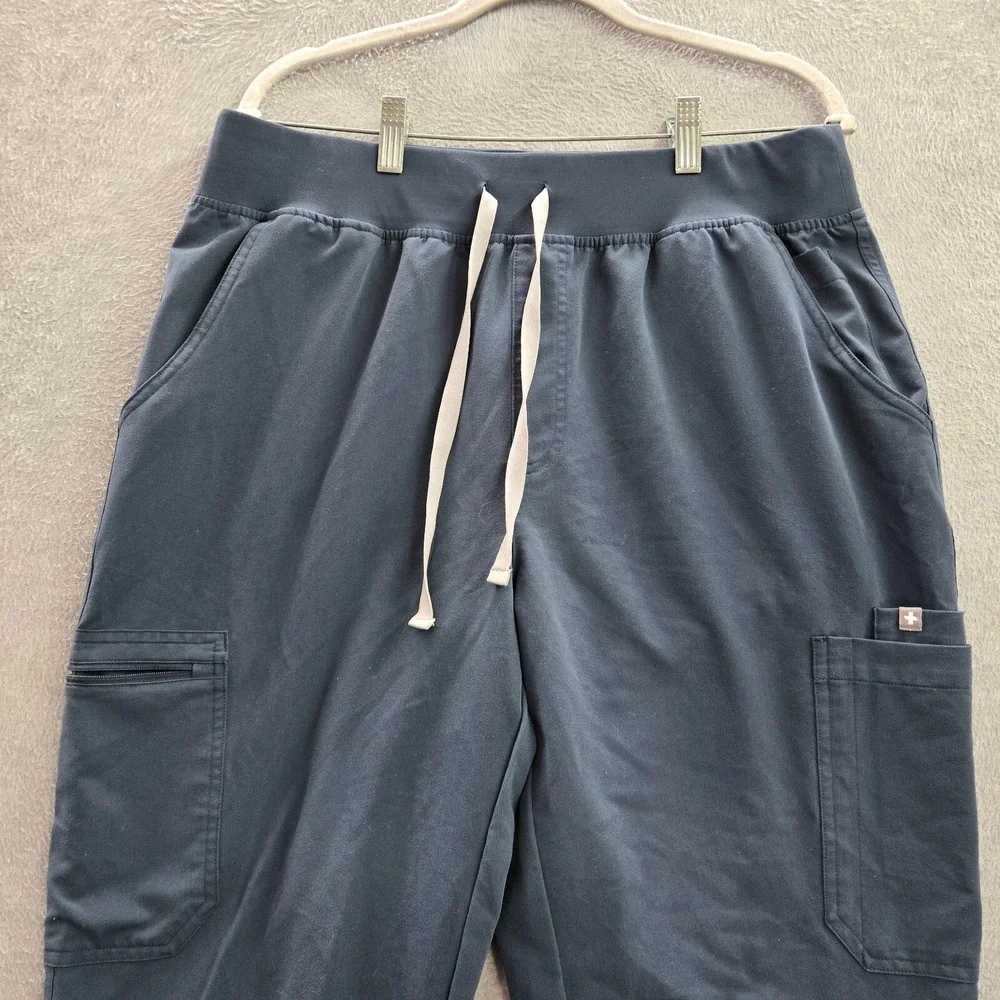 FIGS Women Scrub Pants XLT Blue High Waisted Yola Skinny Cargo Drawstring
